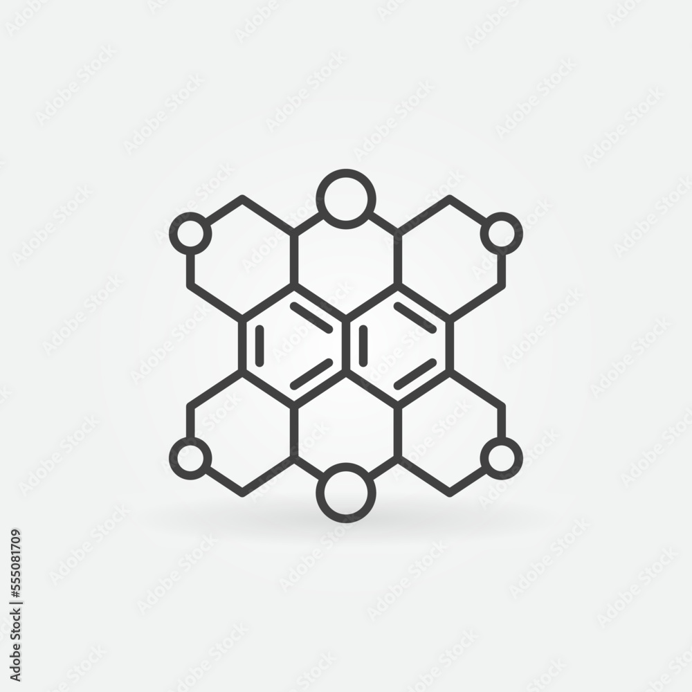 Hexagonal Molecular Structure vector Chemical Formula abstract line icon