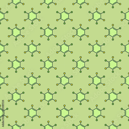 Molecular Structure vector Chemical concept Green Seamless Pattern