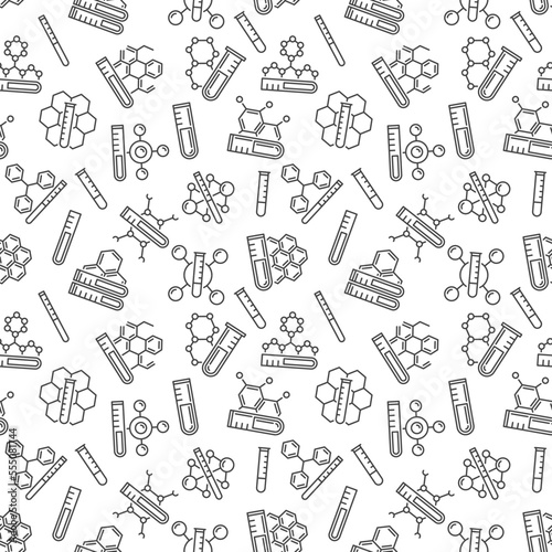 Laboratory Test-Tube and Molecule vector Science Seamless Pattern