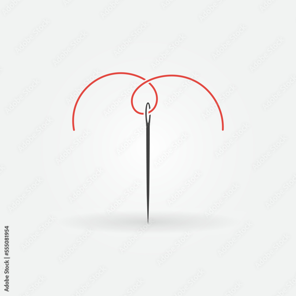 Sewing Needle with Red Thread vector icon or symbol Sewing Needle with Red Thread vector icon or symbol