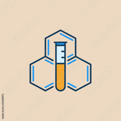 Test Tube and Molecule vector Chemistry Hexagonal Formula colored icon