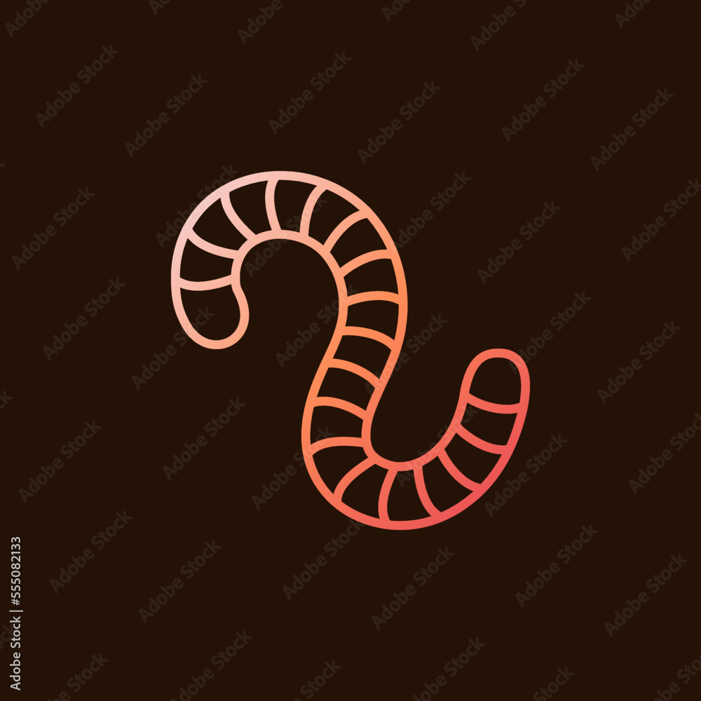 Fototapeta premium Worm vector concept colorful outline simple icon on dark background