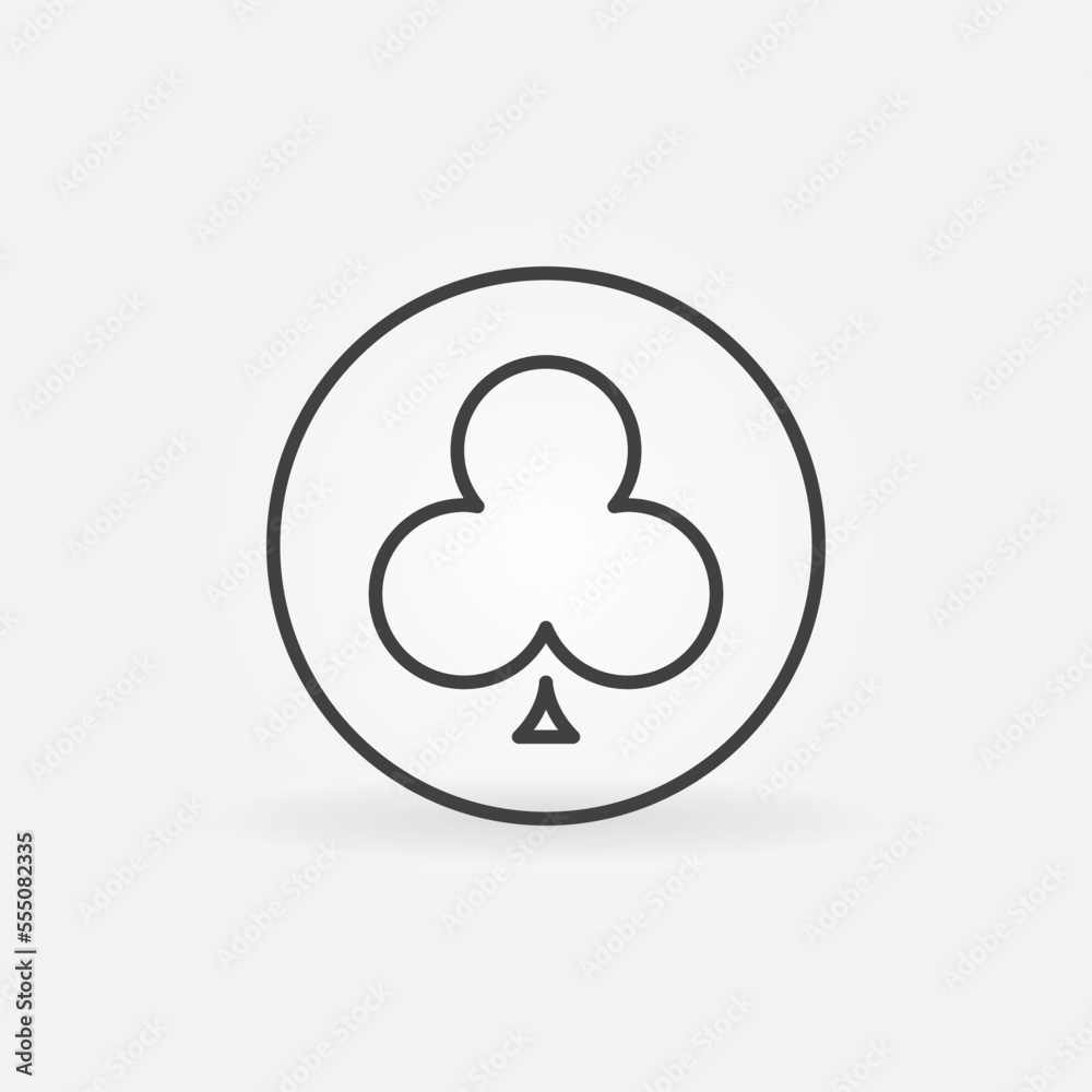 Clubs Playing Card Suit in Circle vector concept linear icon Clubs Playing Card Suit in Circle vector concept linear icon