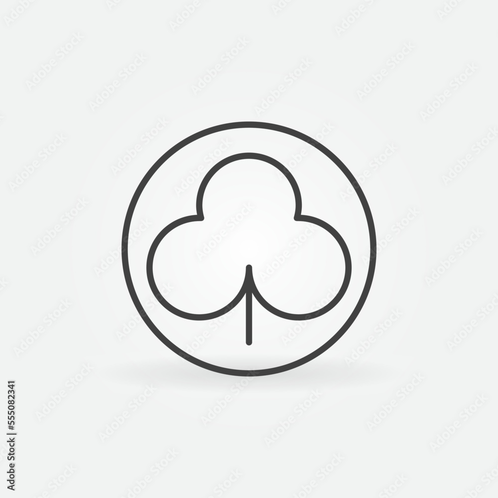 Clubs Playing Card Suit vector concept round outline icon Clubs Playing Card Suit vector concept round outline icon