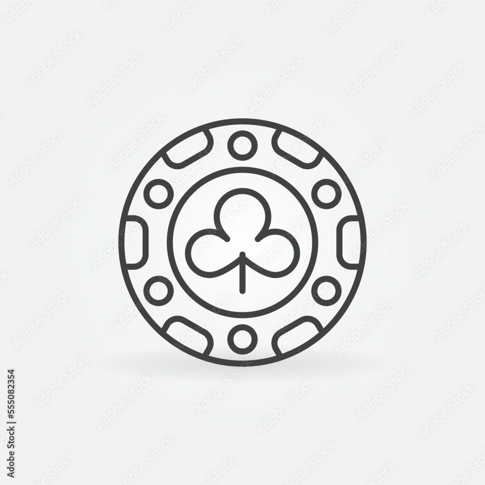 Clubs Poker Chip vector concept linear icon or sign Clubs Poker Chip vector concept linear icon or sign