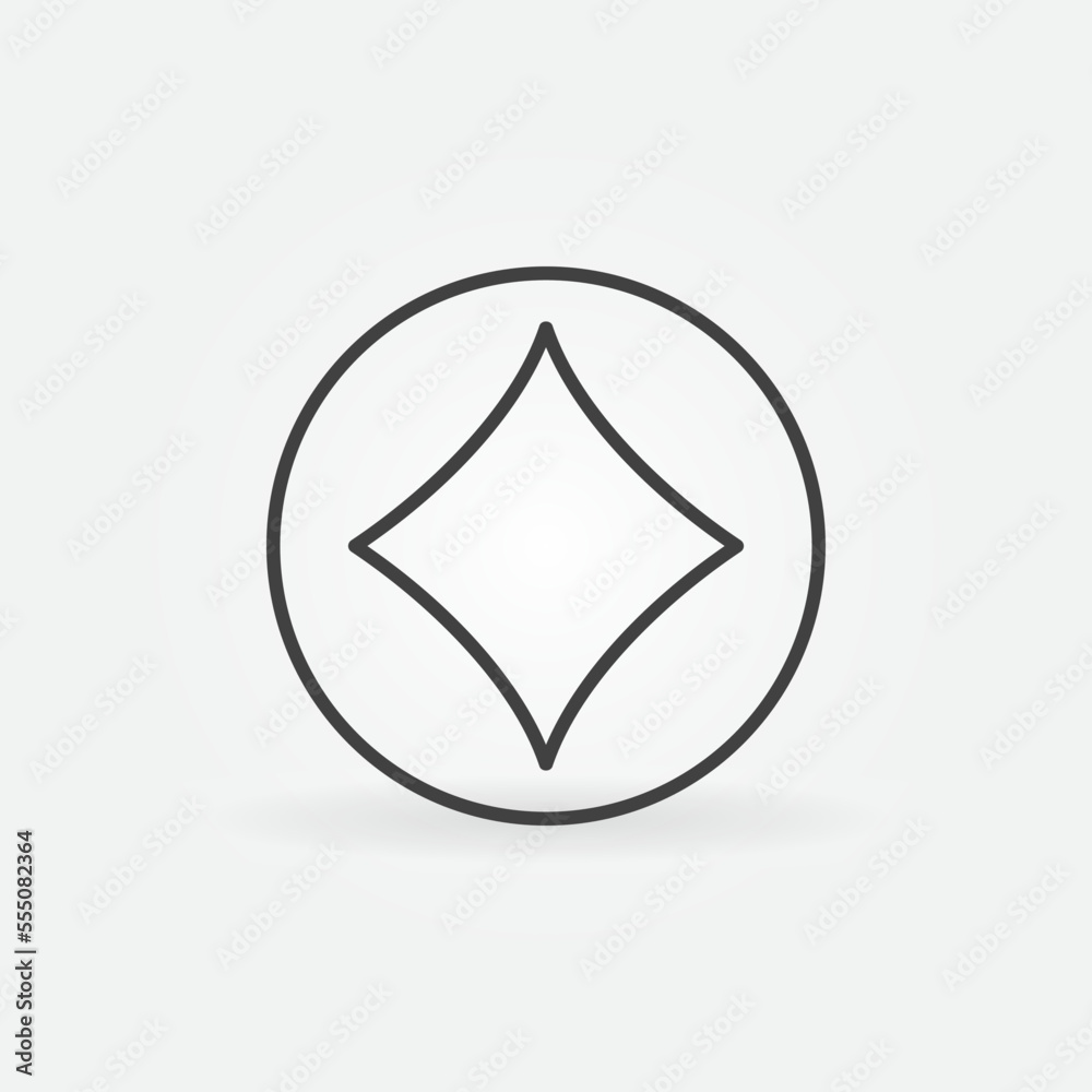 Circle with Diamonds Card Suit vector concept thin line icon Circle with Diamonds Card Suit vector concept thin line icon
