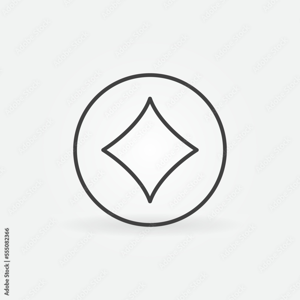 Diamonds Playing Card Suit in Circle vector concept outlne icon Diamonds Playing Card Suit in Circle vector concept outlne icon
