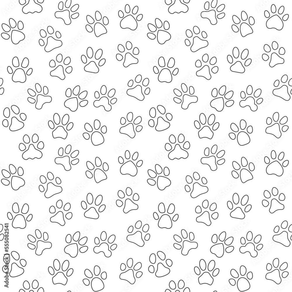 Pet Footprints seamless background - vector Animal Paw Prints line pattern Pet Footprints seamless background - vector Animal Paw Prints line pattern