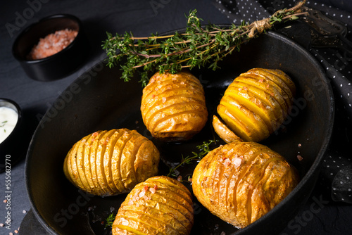 hasselback potatoes with quark and herbs
