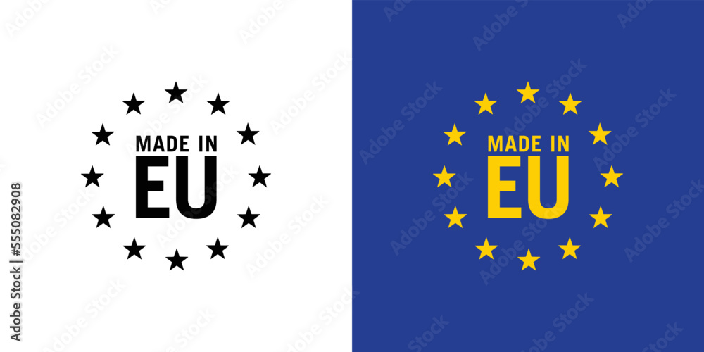 Made in EU vector icon illustration variations with stars - obrazy, fototapety, plakaty 