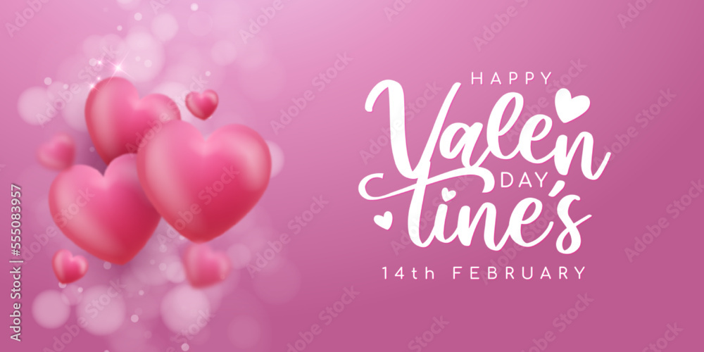 Awesome design valentine's day background with hearts balloons