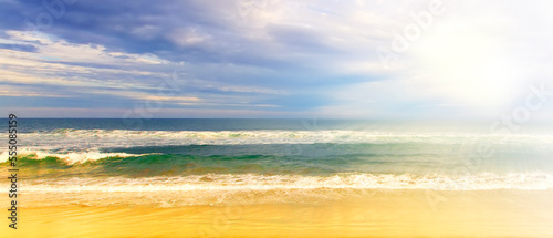 Fototapeta Naklejka Na Ścianę i Meble -  perfect sky, yellow beach and water of ocean