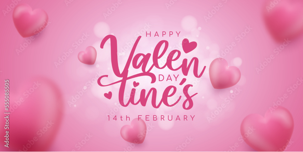 Awesome beauty banner valentine's day on pink background
