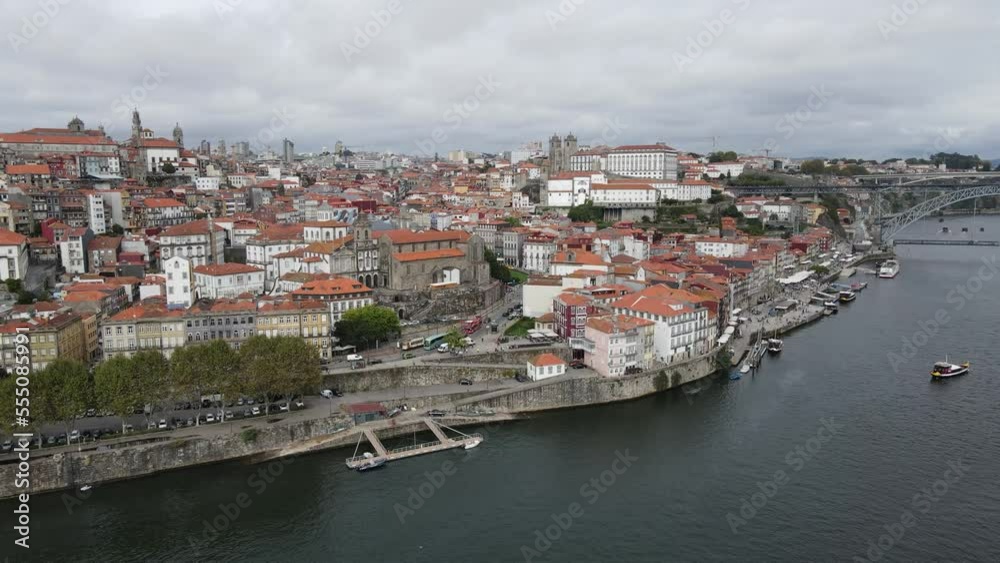 Drone is flying along the canal in Sintra, Portugal, cityscape view, 4k Drone is flying along the canal in Sintra, Portugal, cityscape view, 4k