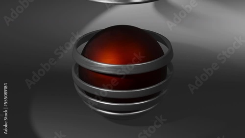 Videos modern sphere with rings on gray background
