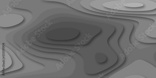 Geometric papercut black luxury background and elements, topography map concept. Abstract paper cut layered black posters. Fluid shapes brochure template. For banner, identity card, cover.