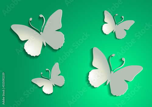 Vivid Paper Butterfly On Flat Style Vector Design