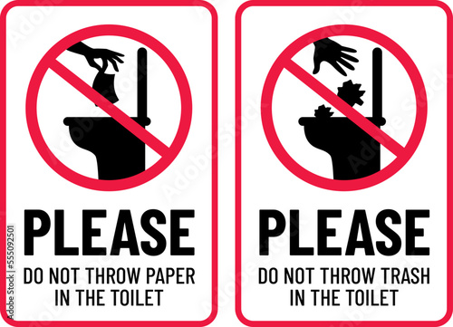 Do not throw paper to the toilet print ready sign vector