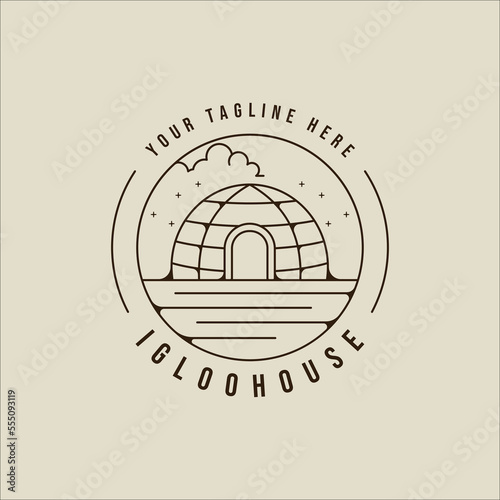 igloo house logo line art vector vintage simple illustration template icon graphic design. traditional house of eskimo people sign or symbol building culture with circle badge emblem concept