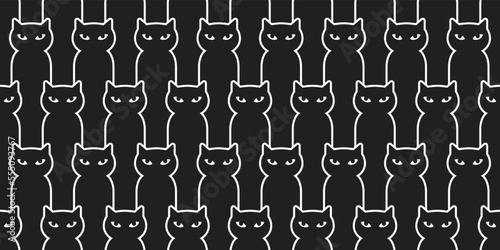 cat seamless pattern black kitten vector calico gift wrapping paper tile background scarf isolated repeat wallpaper cartoon illustration design