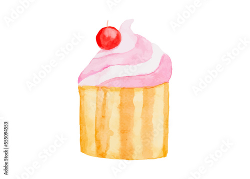 Watercolor cupcakes isolated on white background