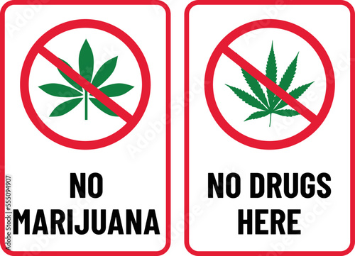 No drugs here, no marijuana print ready sign vector