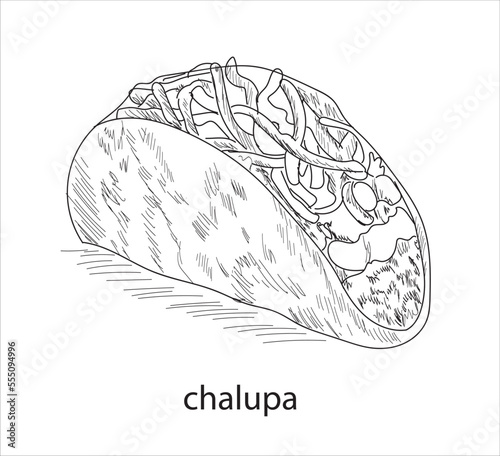 Chalupa mexican food vector. Best Mexican Dishes. Latin american food illustration.
