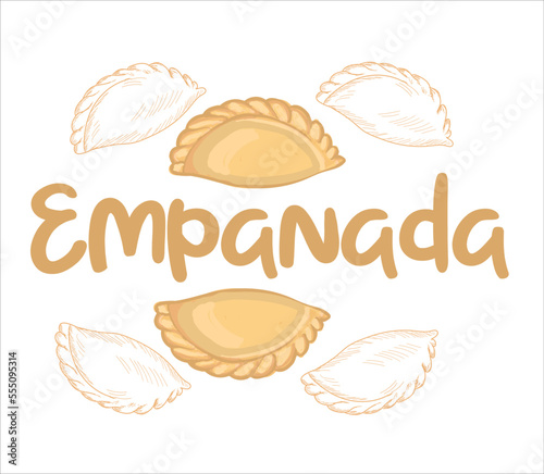 Empanada mexican food vector. Best Mexican Dishes. Latin american food illustration.