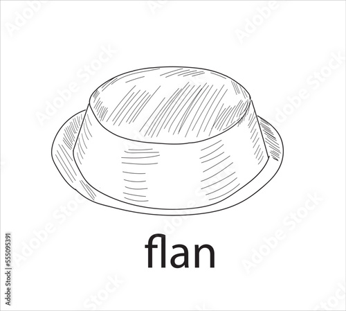 Flan mexican food vector. Best Mexican Dishes. Latin american food illustration.