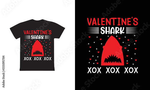 Valentine's Shark T-shirt Design, Valentine day T-shirt design Template