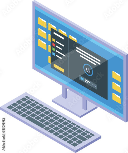 Computer vpn icon isometric vector. Server network. Data security