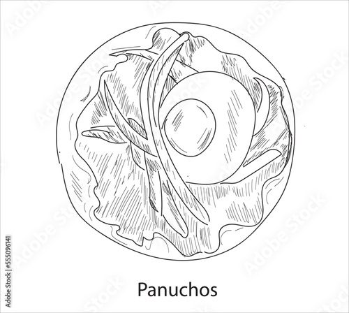 Panuchos mexican food vector. Best Mexican Dishes. Latin american food illustration. photo