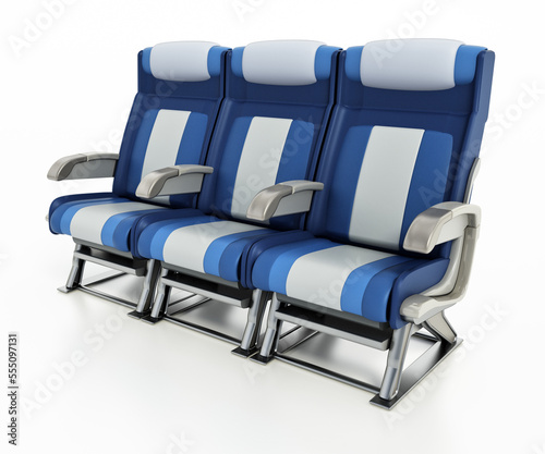 Obraz na plátne Airplane seat isolated on white background. 3D illustration