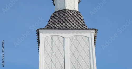 The exterior belfry at Jukkasjarvi Church, Sweden photo