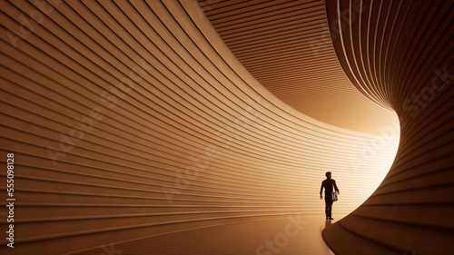 Wallpaper Mural Conceptual dark tunnel with a bright light at the end or exit.  3d illustration as metaphor to success, faith, future or hope, a black silhouette of walking man to new opportunity or freedom Torontodigital.ca