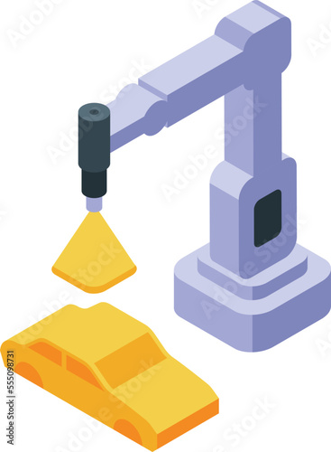 Robot arm paint service icon isometric vector. Car auto. Body airbrush