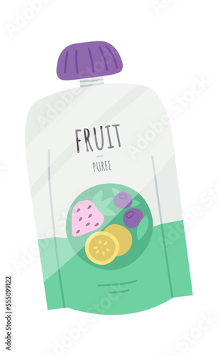 Fruit puree flat icon Baby food Balanced nutrition