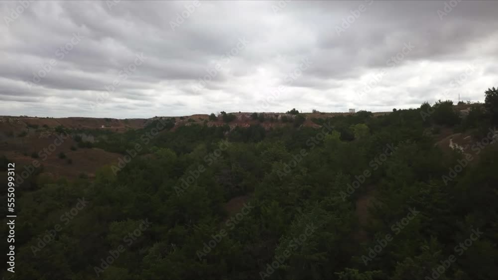 Aerial dolly over a densely populated woodland with uneven terrain Aerial dolly over a densely populated woodland with uneven terrain