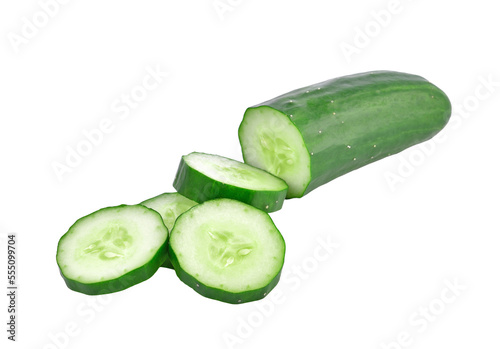 Cucumber and slices on transparen png.