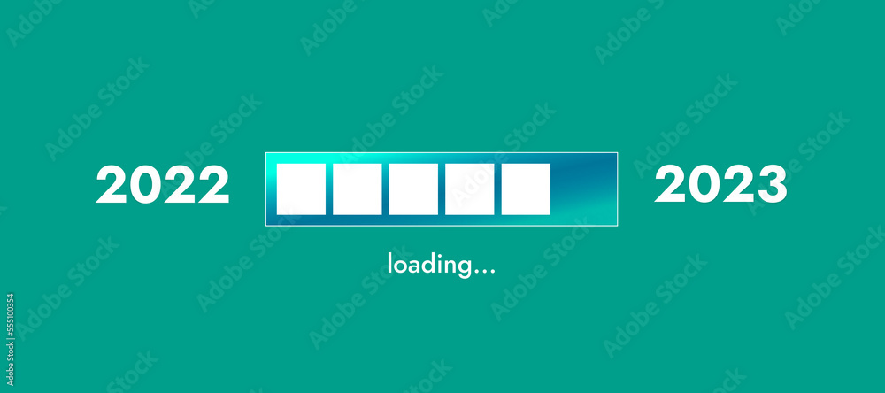 Loading new year 2022 to 2023 progress bar. Start new year 2023, goal ...