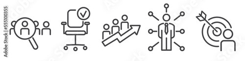 recruitment vector line icon collection on white background