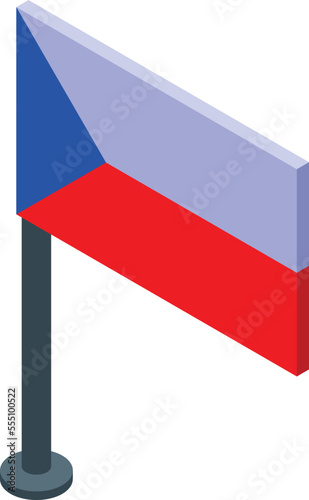 Czech Republic flag icon isometric vector. Castle travel. Praga culture