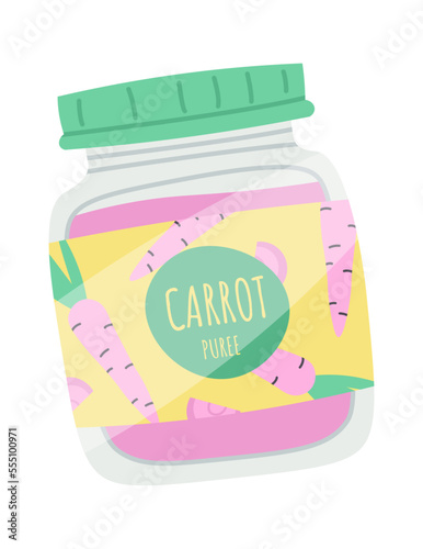 Carrot puree flat icon Tasty baby food Balanced nutrition