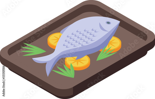 Tribal fish food icon isometric vector. Culture native. Totem people