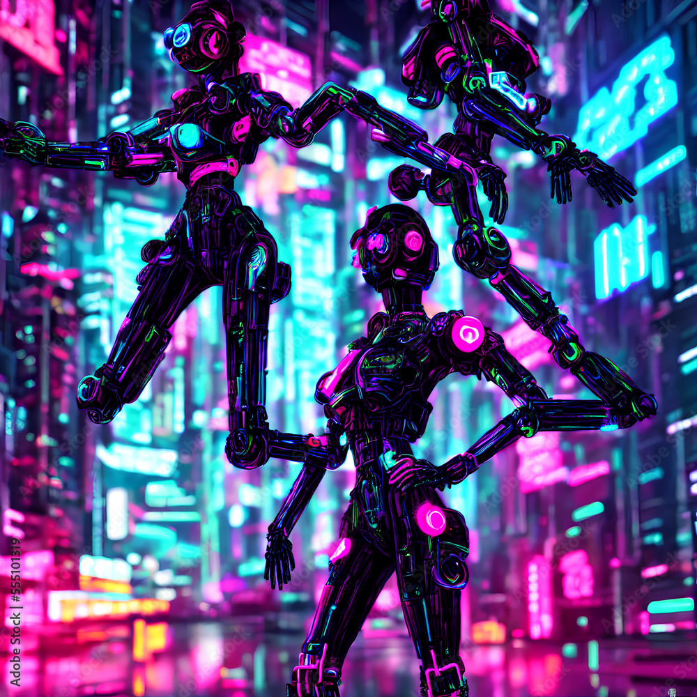 cyberrobot girl neon