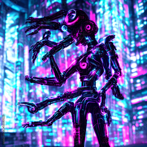 neon girl cyberrobot