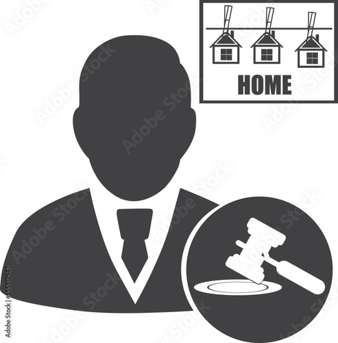 Legal settlement icon, legal judgment icon black vector