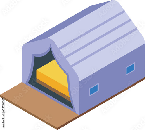 One bed glamping icon isometric vector. Nature camping. Modern lounge