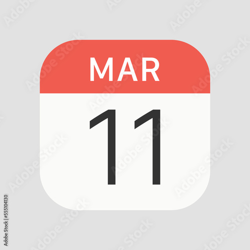 March 11 calendar icon isolated on background. Calendar symbol modern, simple, vector, icon for website design, mobile app, ui. Vector Illustration