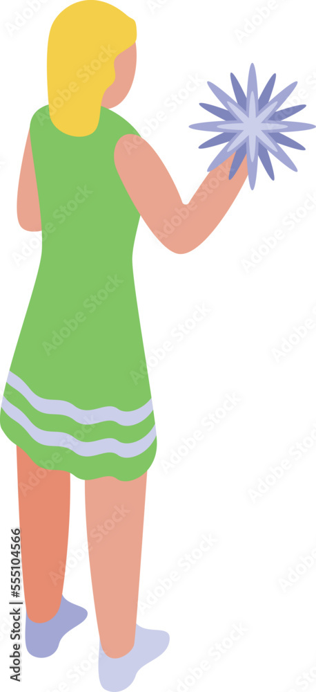 Child dance icon isometric vector. Cheer girl. Student cute Child dance icon isometric vector. Cheer girl. Student cute